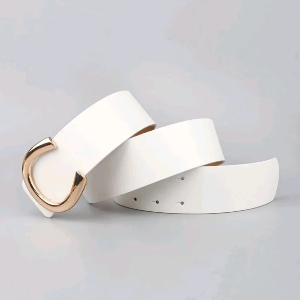 1Pcs Women Leather Buckle Decor Fashion Belt